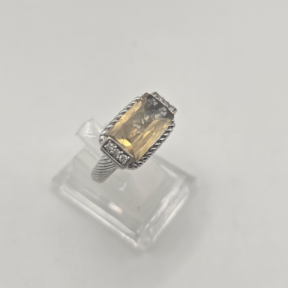 Vintage JUDITH RIPKA RING 925 Sterling Silver Yellow Citrine Cocktail Ring S-7 - Picture 8 of 13